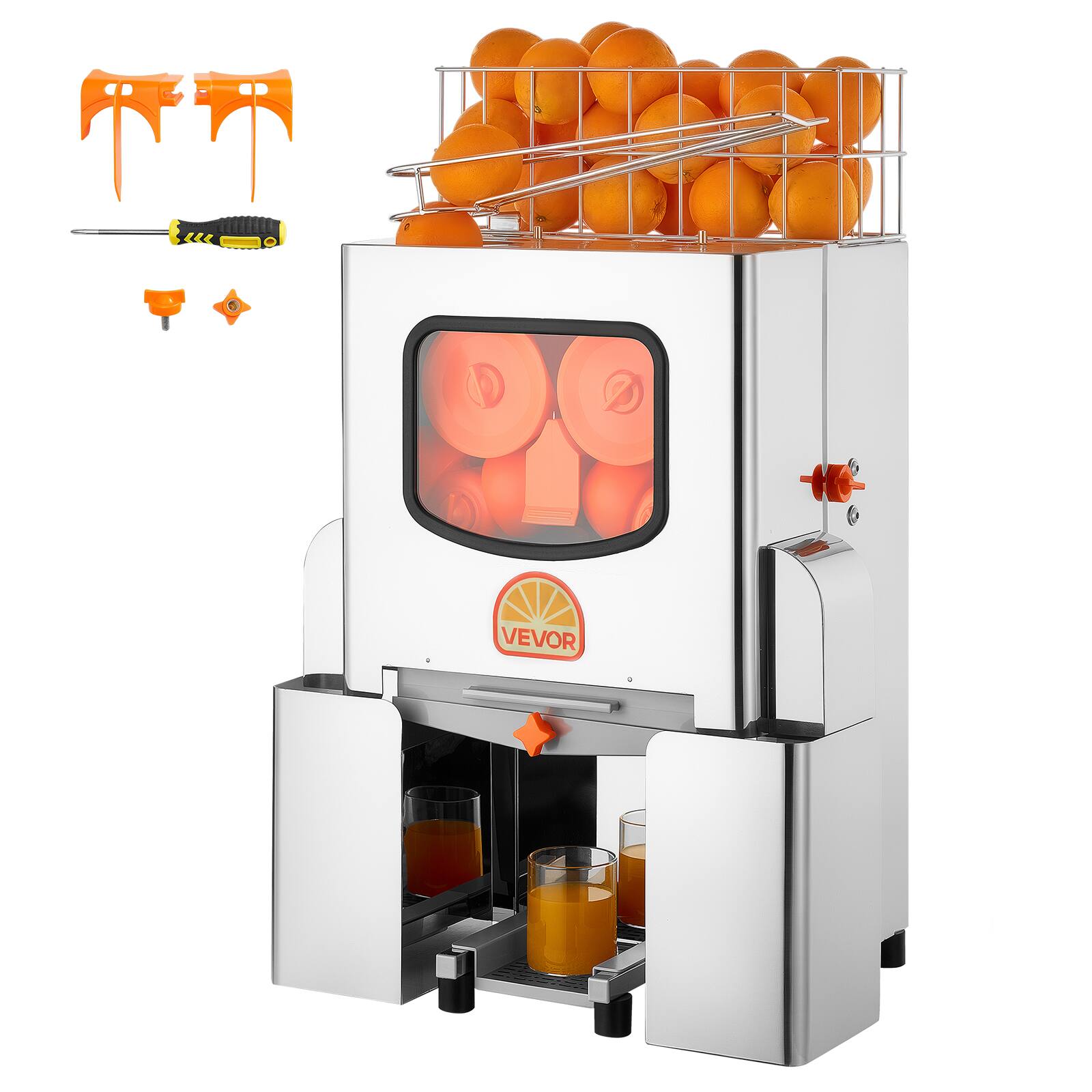 Alt View 5. VEVOR - Commercial Orange Juicer Machine, 120W Electric Orange Juice Press, Stainless Steel Orange Squeezer for 20 per Minute - Orange;Silver.