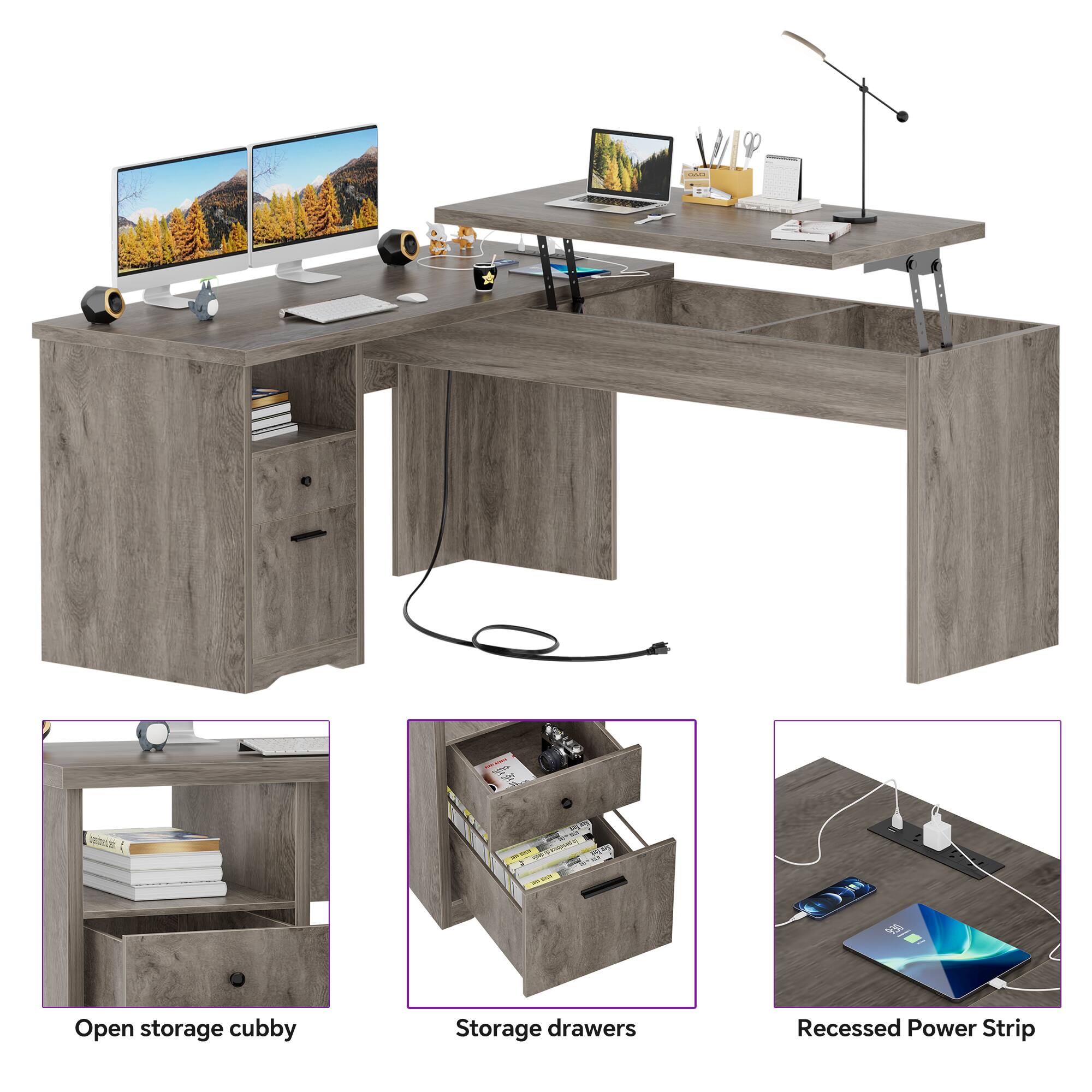 - Intruac i 1
- Open storage cubby
- Storage drawers
- Recessed Power Strip