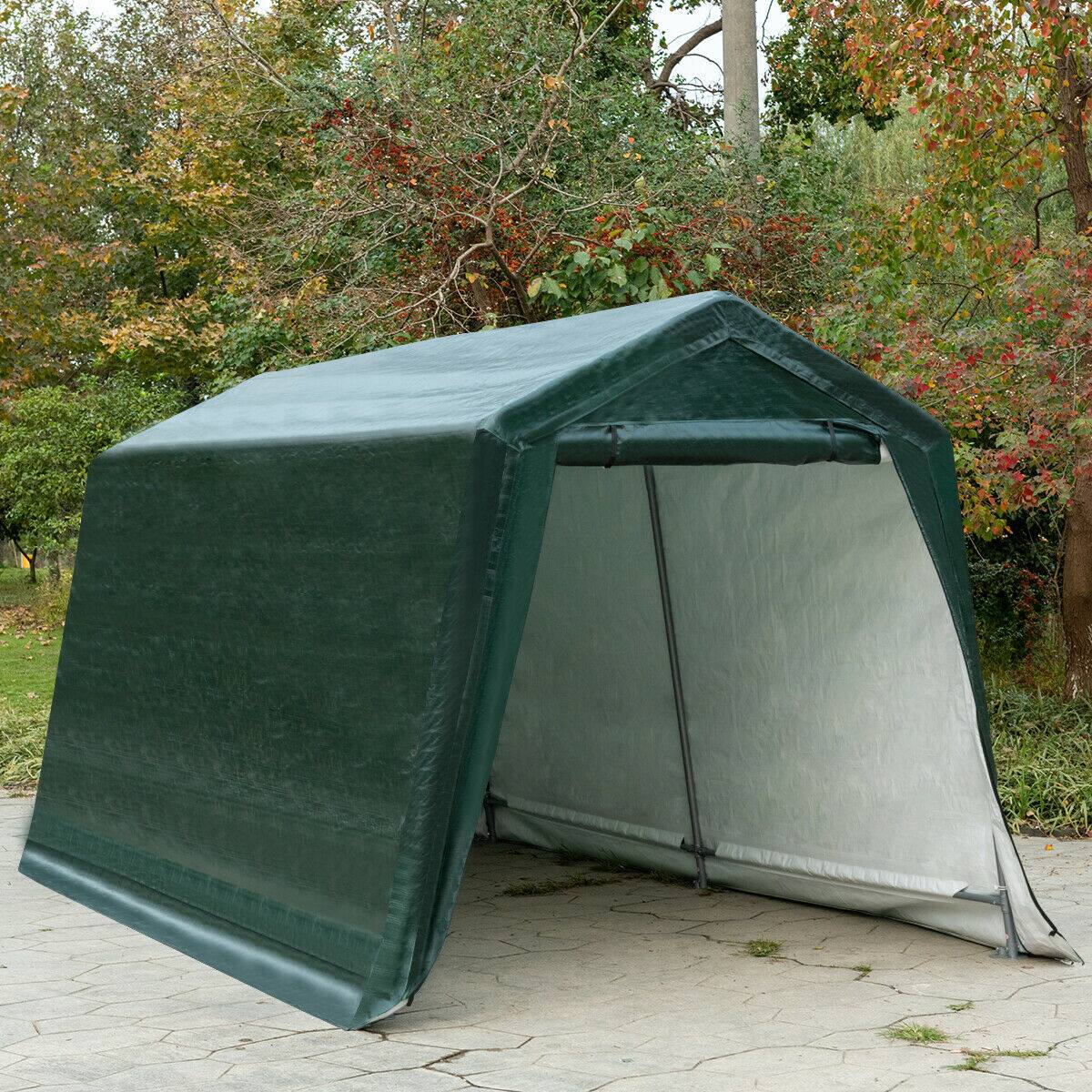 Angle. SlickBlue - Outdoor Carport Shelter with Sidewalls and Ripstop Waterproof Canopy - Green.