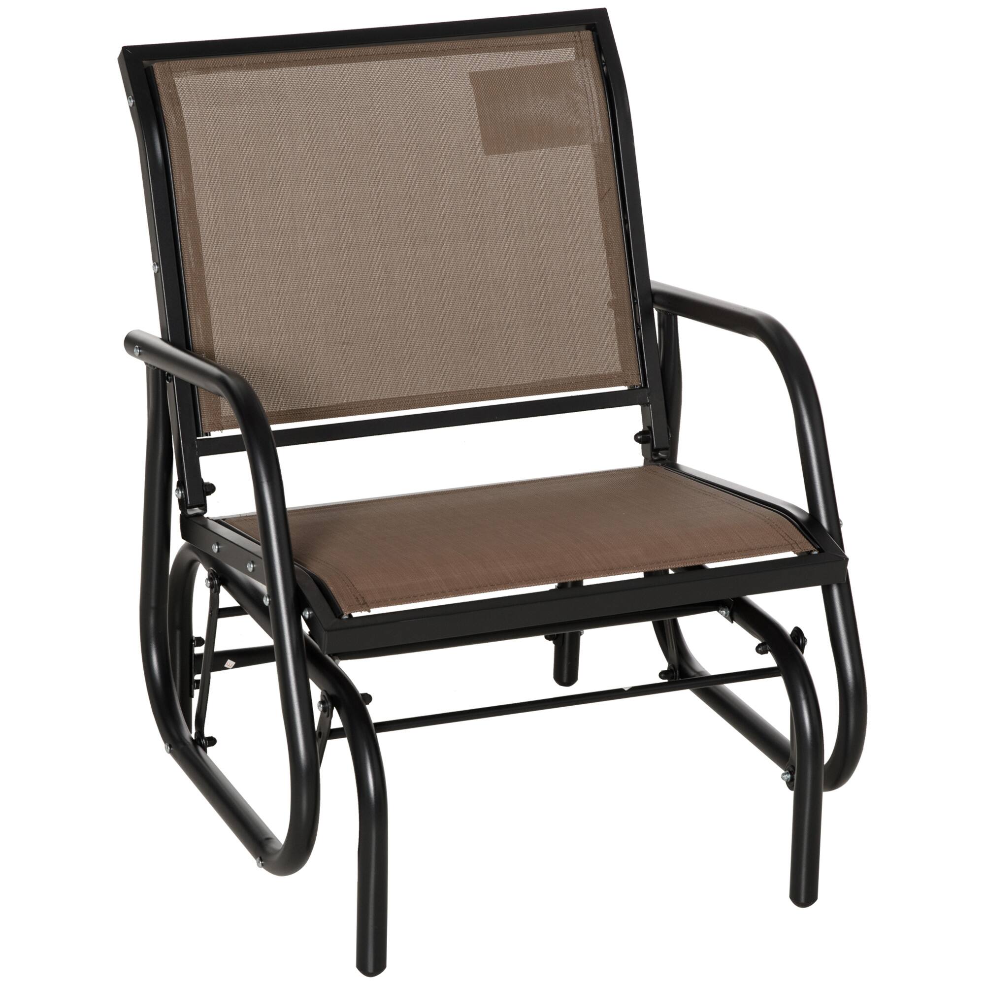 Outsunny - Porch Glider, Metal Frame Swing Glider Chair with Breathable Mesh Fabric, Curved Armrests and Steel Frame for Garden - Brown price history on PriceWatchPro