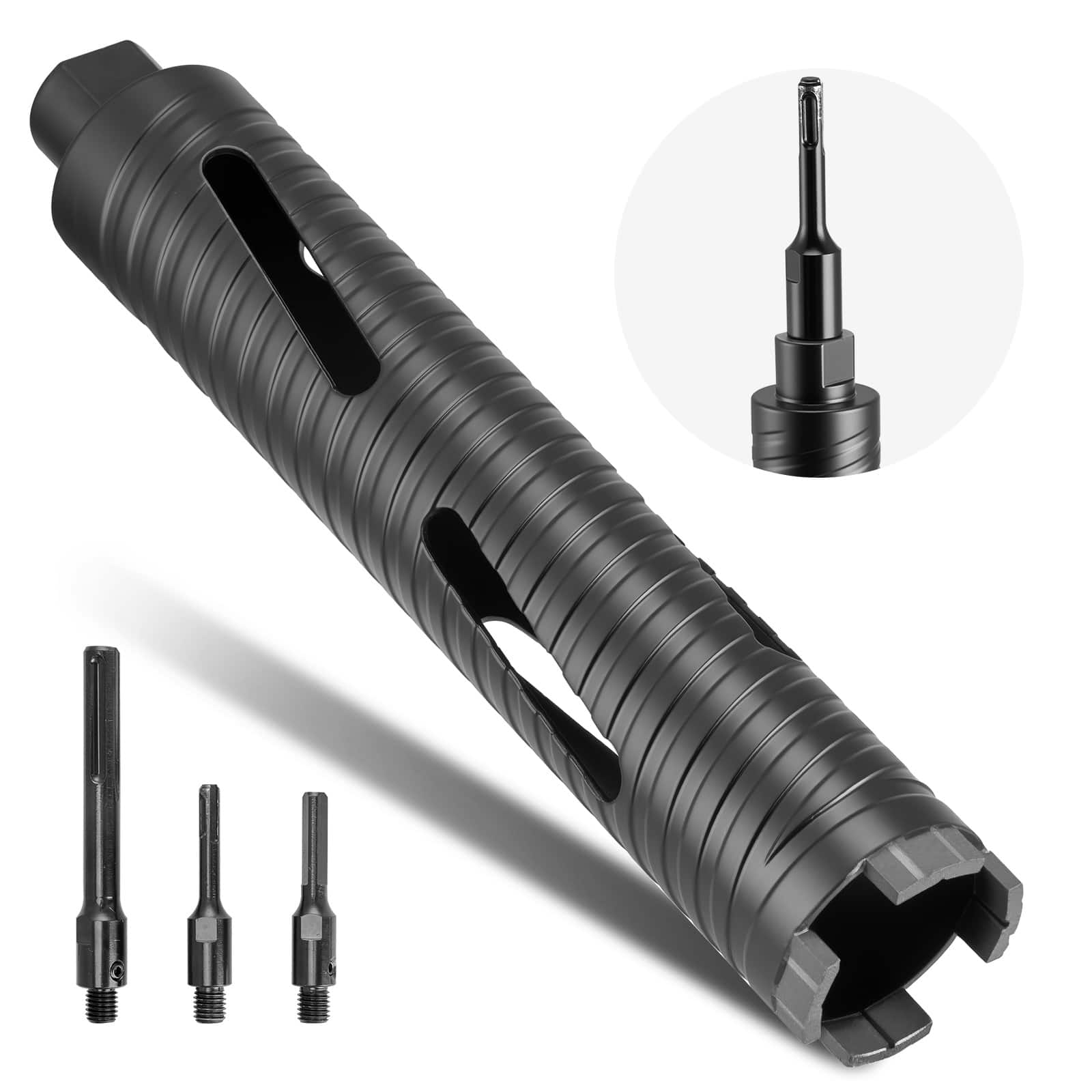 VEVOR - Core Drill Bit, 2 inch Diameter, 9-1/2 inch Drilling Depth, 5/8-11 Internal Thread, Diamond Dry Coring Bit - Black