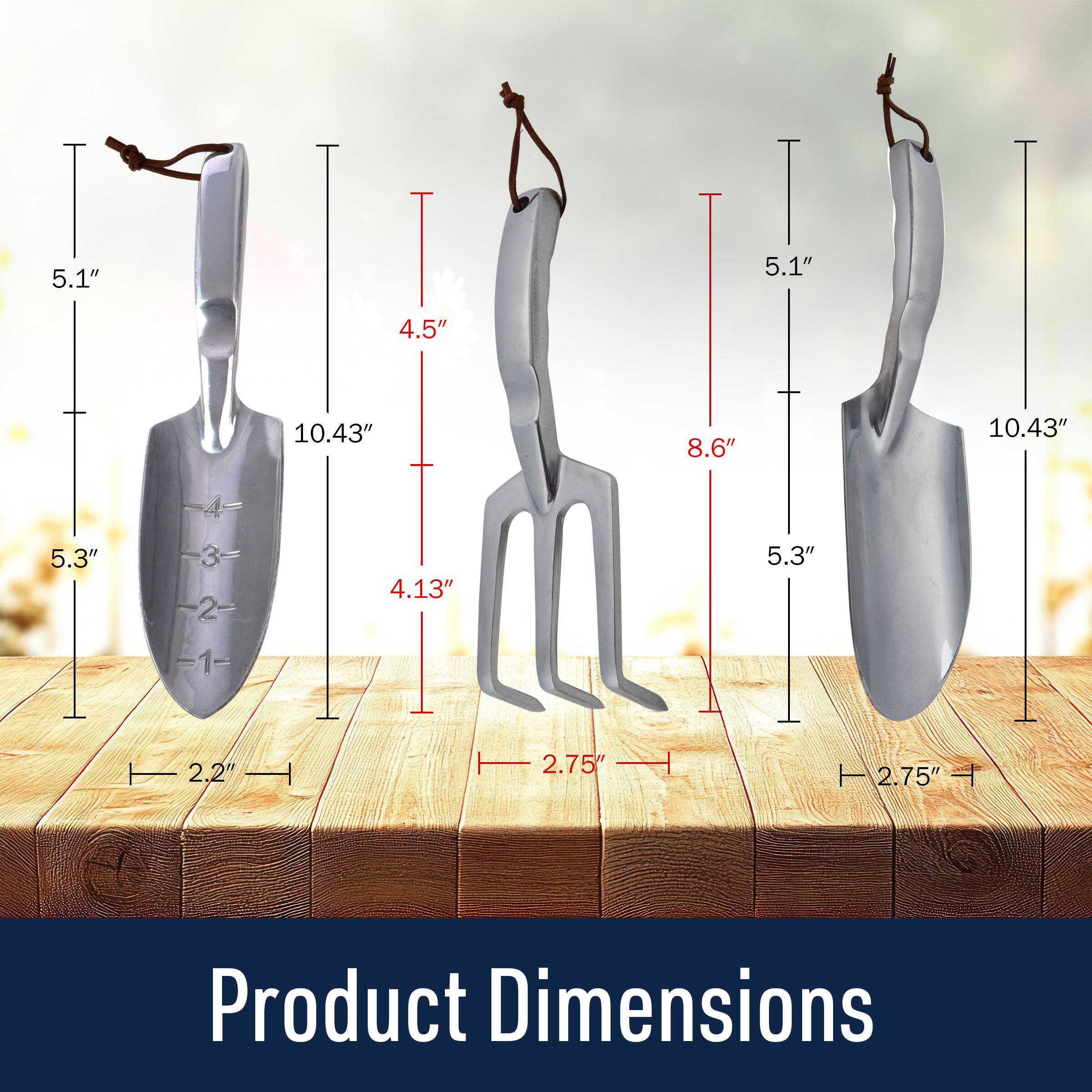 5.1"  
4.5"  
5.1"  
10.43"  
8.6"  
10.43"  
5.3"  
4.13"  
2.2"  
2.75"  
2.75"  

Product Dimensions