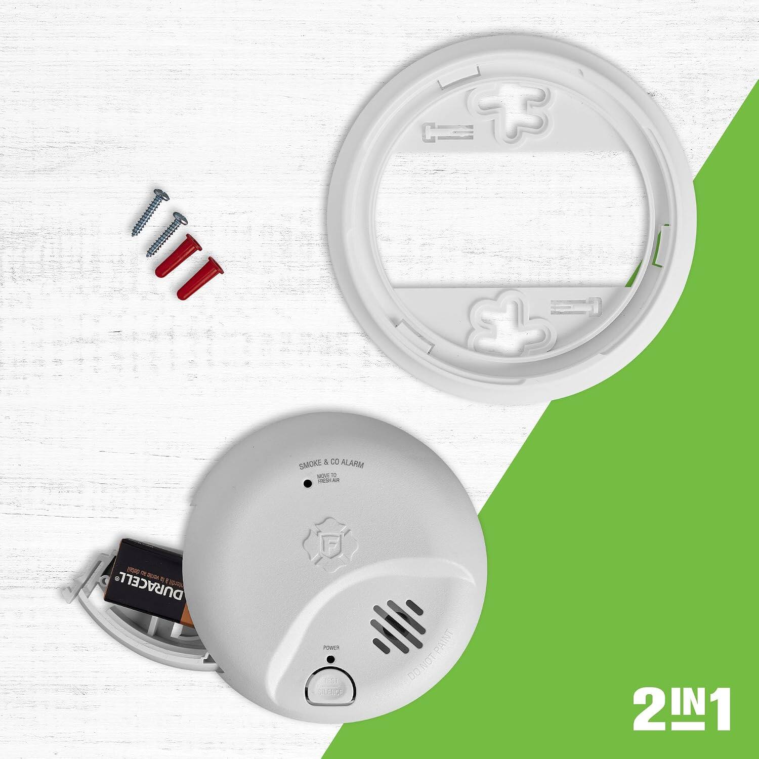 E ] T5 E SMOKE & CO ALARM M - mA N0 - - DURACELL s F POWER THP PAINT DONOTPAINT DO NOT 2!N1