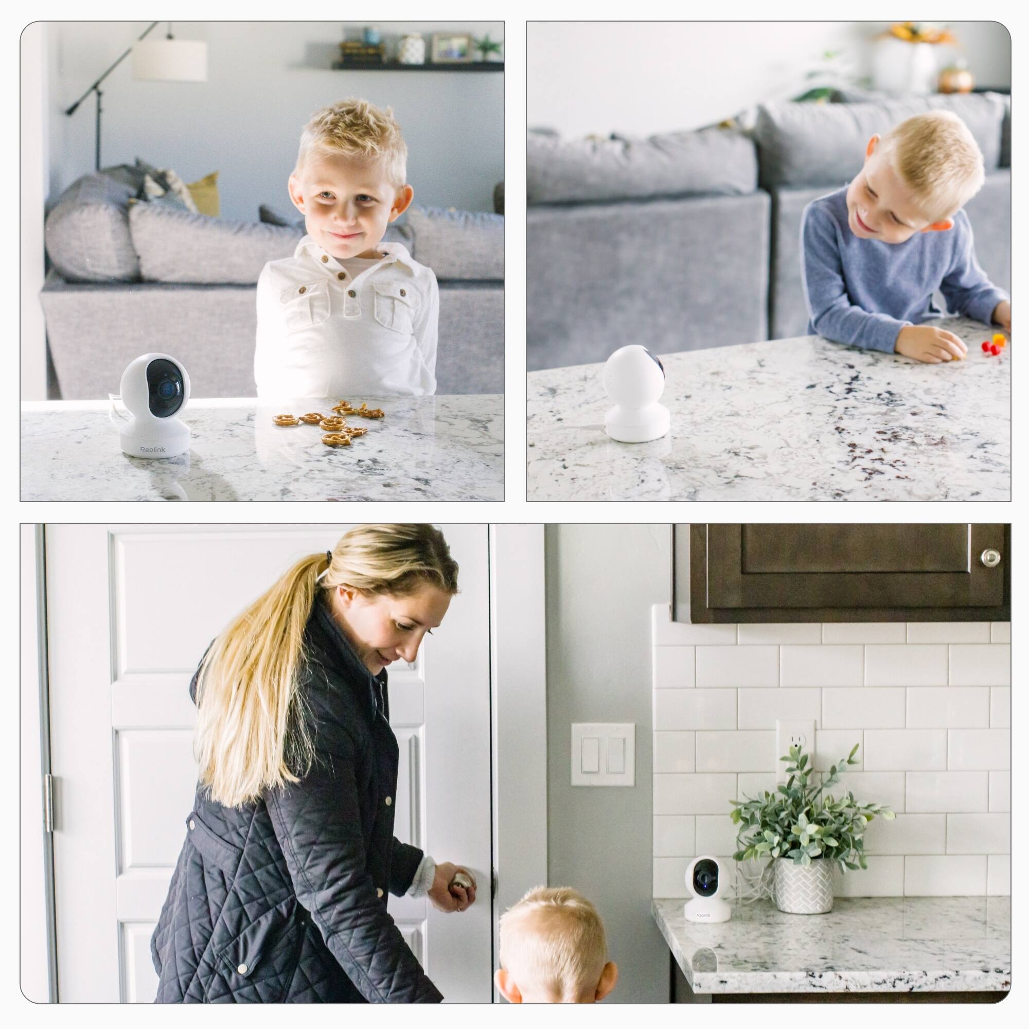 Left. Reolink - Reolink E1 Zoom 4K 8MP Dual-Band WiFi 360° PTZ Indoor Camera, Auto-Track 3×Optical 2-Way Audio Bluetooth Security Camera - White.