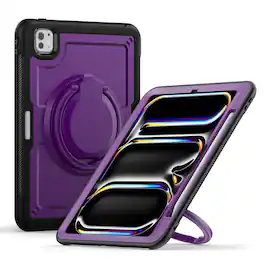 Dteck - Heavy Duty Shockproof Case for Apple iPad Pro (M5) 11" 2025/Pro 11-inch (M4) 2024,Rugged Stand Cover+Shoulder Strap - Purple