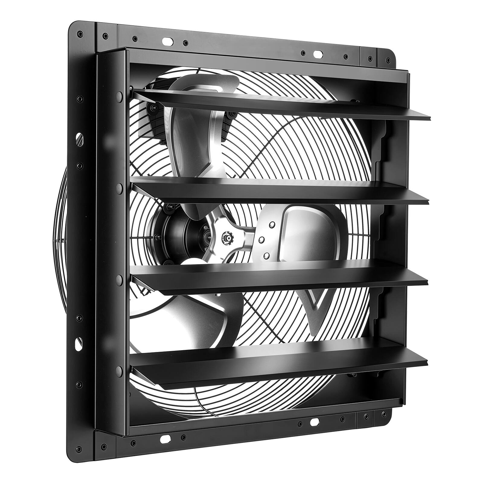 Alt View 5. VEVOR - 16 Inch Shutter Exhaust Fan Wall Mounted Automatic Louvers EC Motor, Steel Housing, Temperature & Humidity Controller - Black.