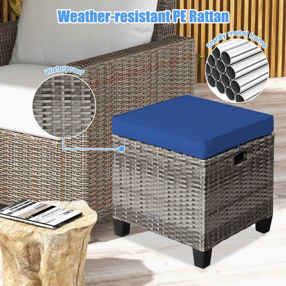 Weather-resistant PE Rattan  
Waterproof  
Sturdy metal frame