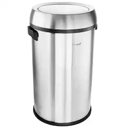 Elama - Large 17 Gallon Swing Lid Stainless Steel Cylindrical Trash Bin - Silver
