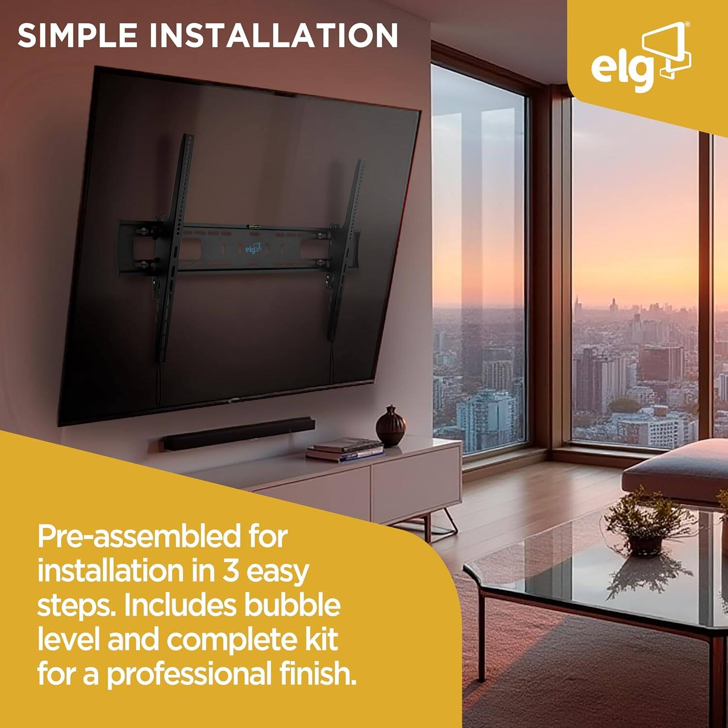 SIMPLE INSTALLATION

Pre-assembled for installation in 3 easy steps. Includes bubble level and complete kit for a professional finish.