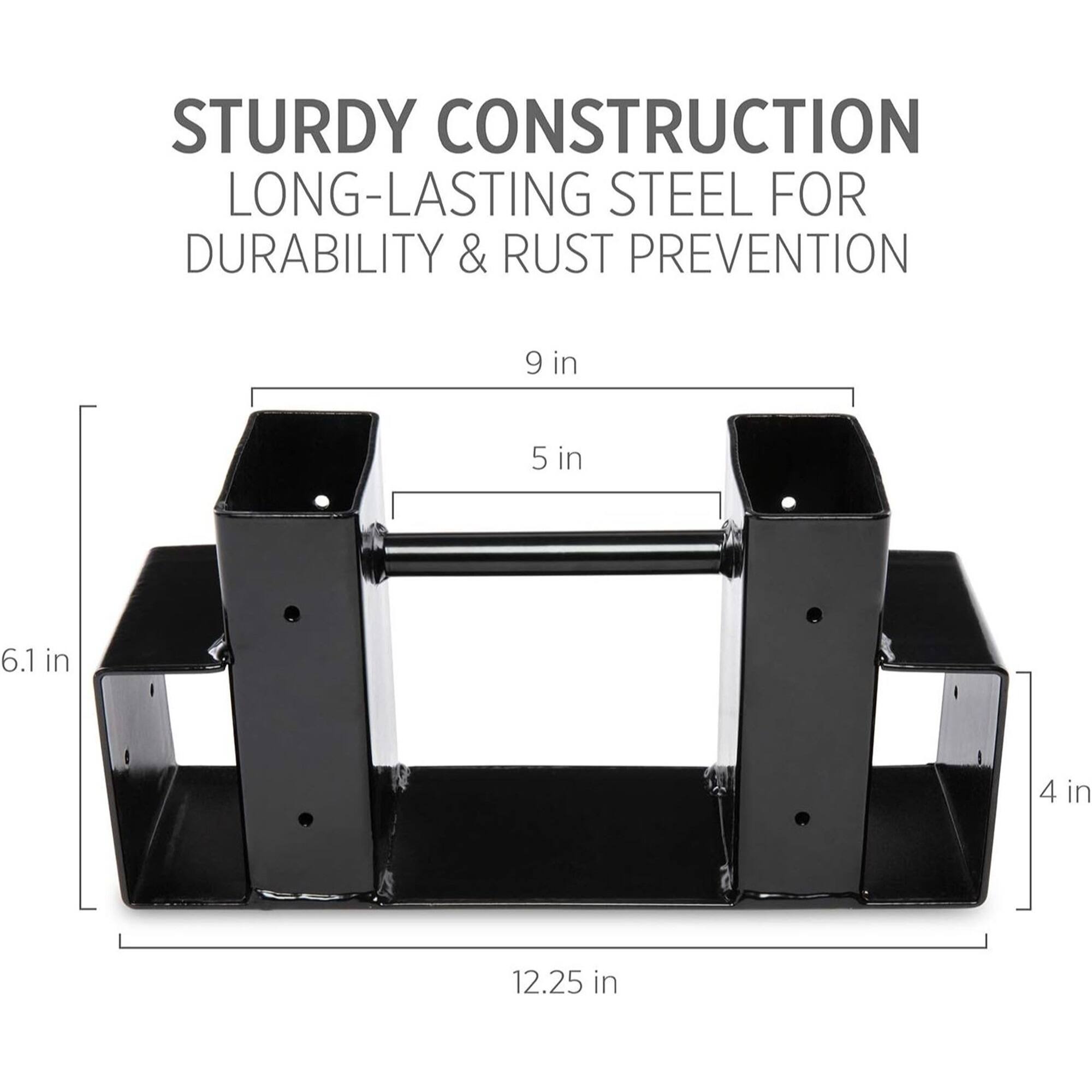 STURDY CONSTRUCTION  
LONG-LASTING STEEL FOR DURABILITY & RUST PREVENTION  

9 in  
5 in  
6.1 in  
4 in  
12.25 in