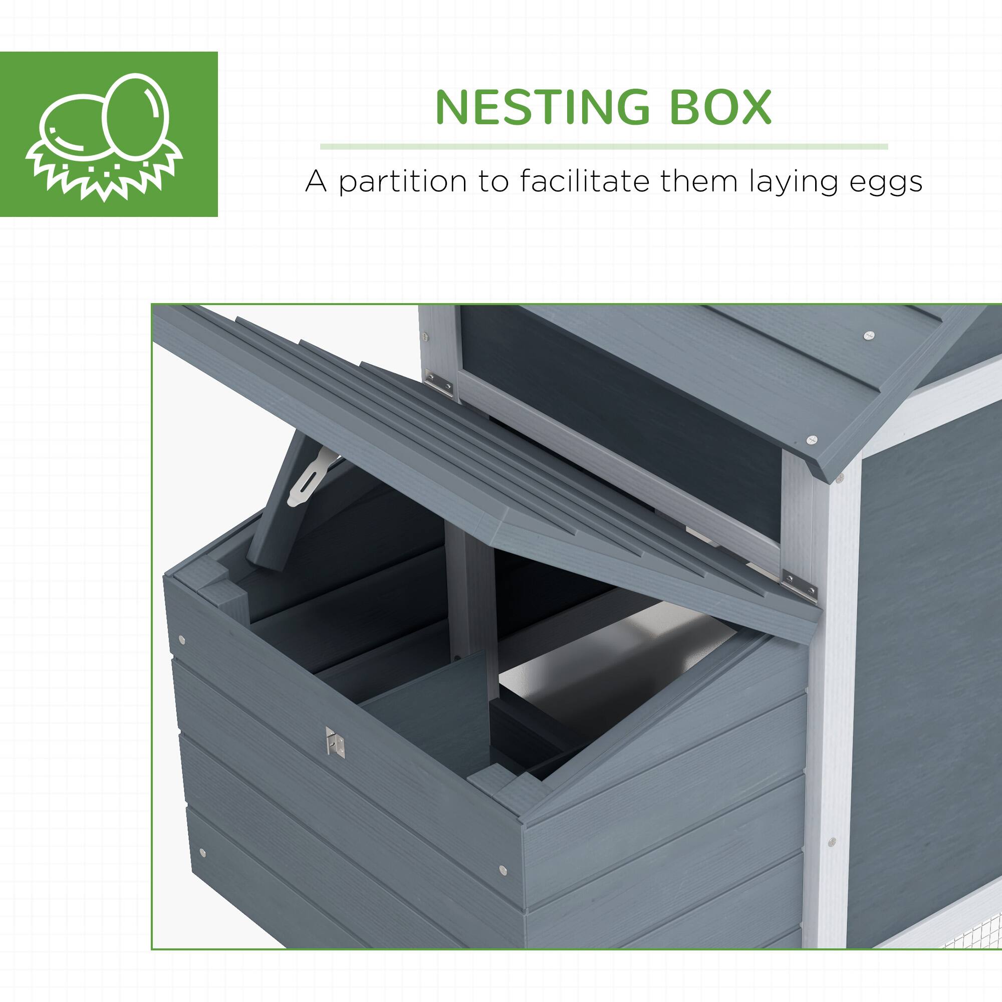 NESTING BOX

A partition to facilitate them laying eggs