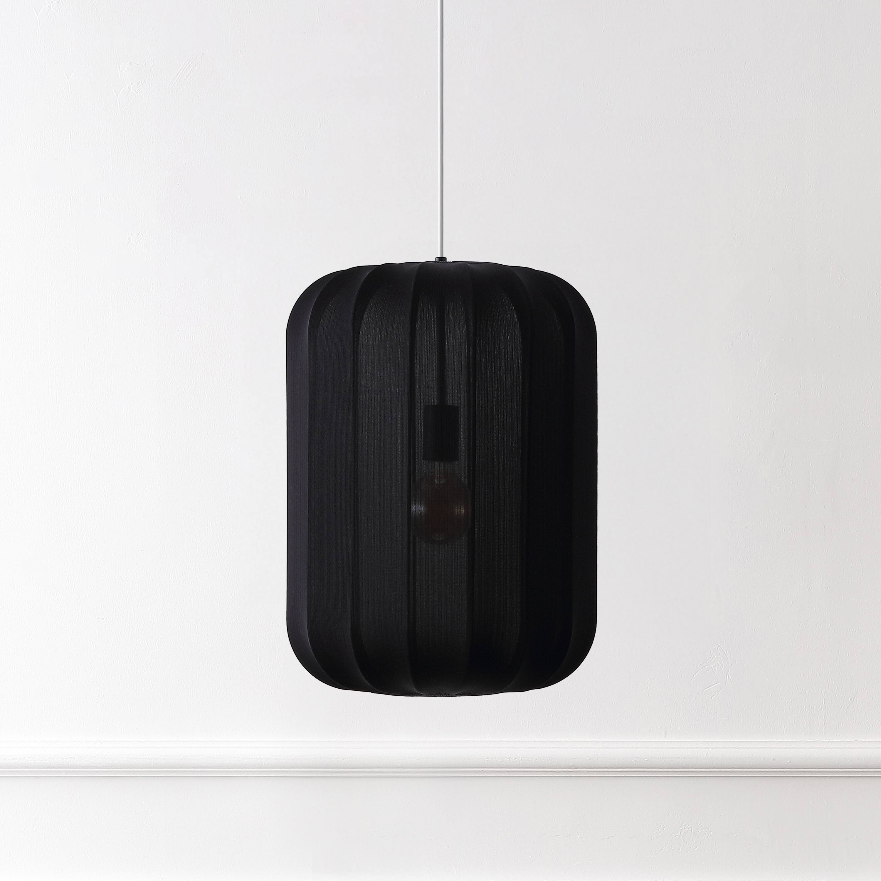 Alt View 5. Jonathan Y - Aurelia 13.75" 1-Light Scandinavian Japandi Adjustable Lantern Metal with Ribbed Cocoon Capsule Shade LED Pendant, Black - Black.