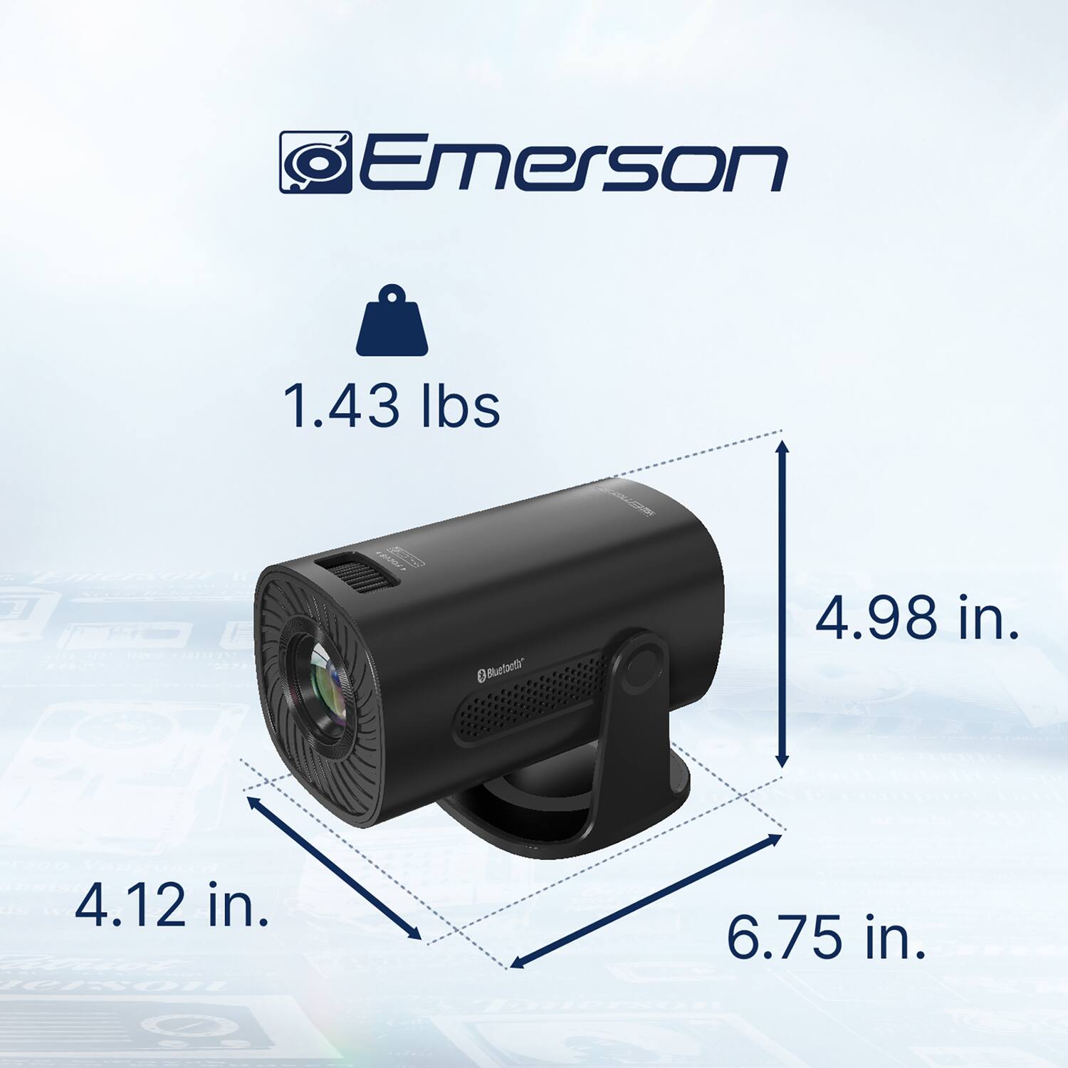 Emerson 1.43 lbs  
FES Buetarth  
4.98 in.  
4.12 in.  
ICROn 6.75 in.