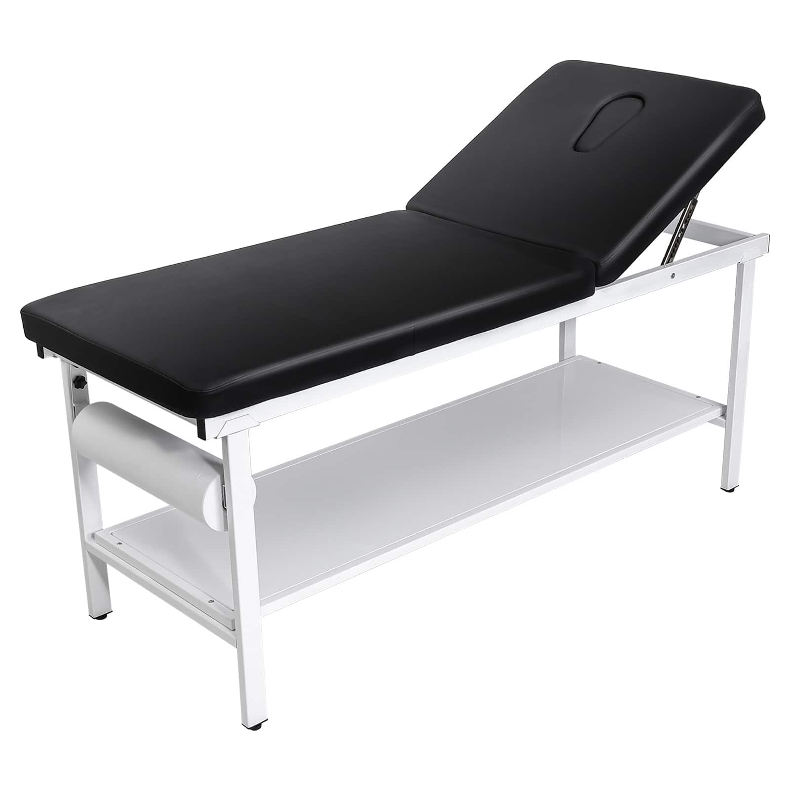 VEVOR - Medical Exam Table, 500LBS Loading Medical Examination Bed with 0°–40° Adjustable Backrest, Physical Therapy Exam Table - Bright white, black
