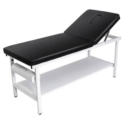 Front. VEVOR - Medical Exam Table, 500LBS Loading Medical Examination Bed with 0°–40° Adjustable Backrest, Physical Therapy Exam Table - Bright white, black.