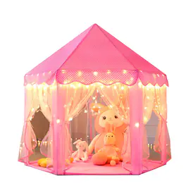 Paradigms Interiors - Princess Tent Celadon Playhouse Castle Play With Star Lights Gift For Indoor And Outdoor Games '' X '' dxh - 03 Pink Tent with Large Star Lights