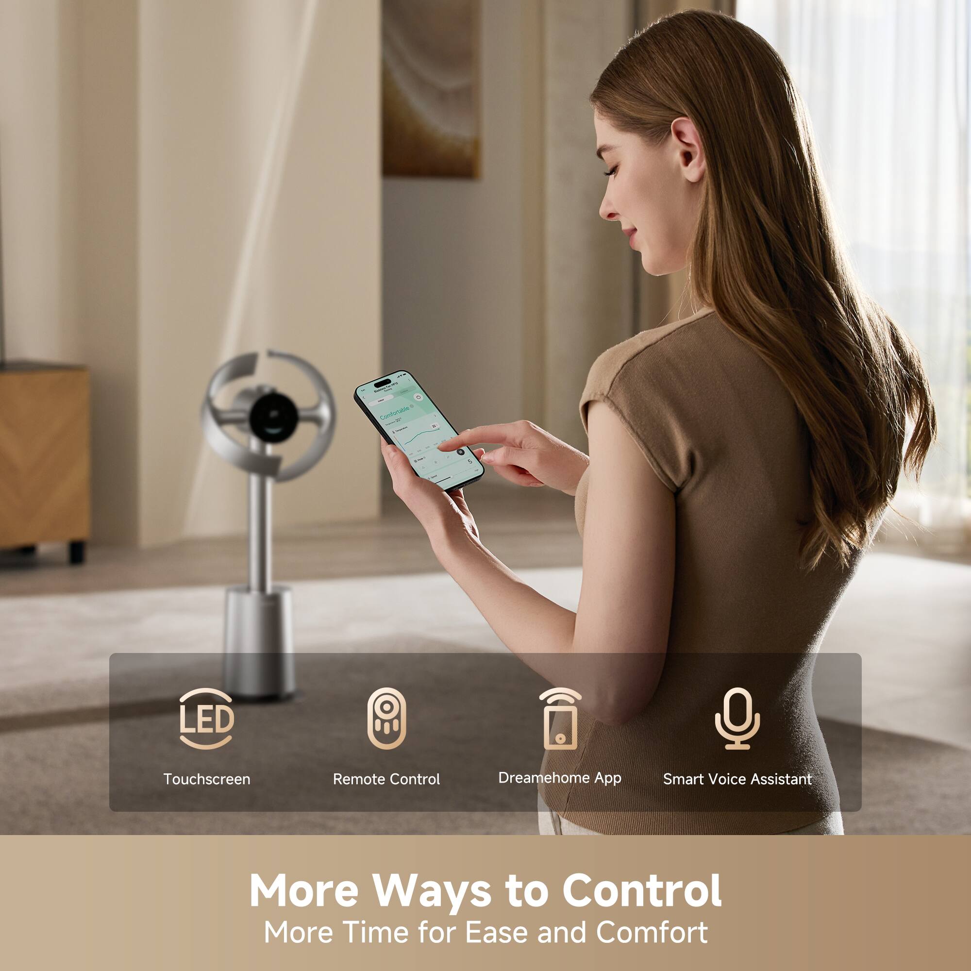 Cman LED Touchscreen Remote Control Dreamehome App Smart Voice Assistant More Ways to Control More Time for Ease and Comfort