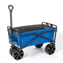 SEINA - 150lb Capacity Folding Steel Frame Outdoor Utility Wagon Cart, Blue/Gray - Blue-gray
