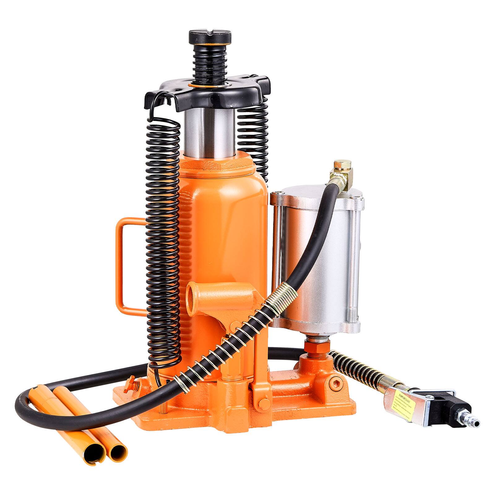 Alt View 5. VEVOR - Air Hydraulic Bottle Jack, 20 Ton (44092 lbs) Capacity, 10.2-19.5 Inch Lifting Range, Pneumatic/Manual Heavy Duty - Orange.