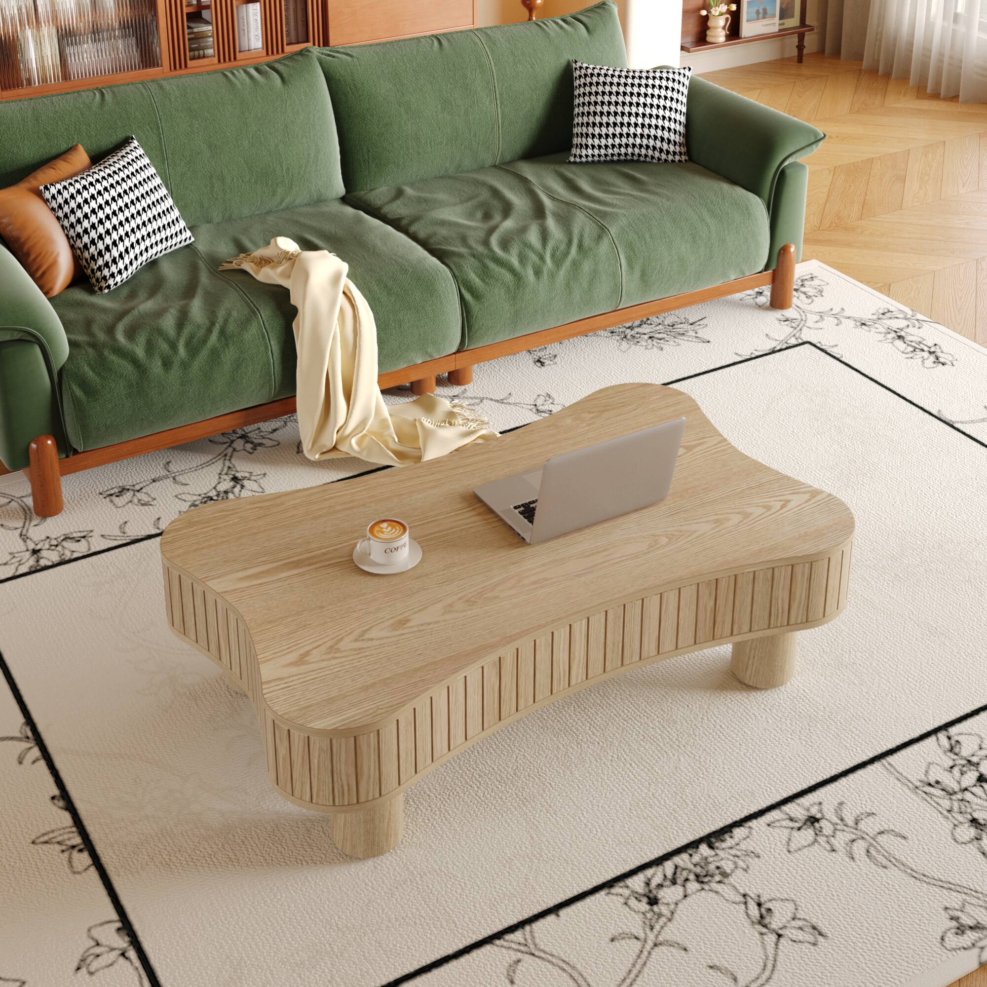 Alt View 2. GOODSILO - Functional Lift Top Coffee Table with Hidden Storage and Silent Hydraulic Mechanism for Living Room Spaces - Natural Wood.