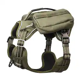 PET MARVEL - High-Perfomance Tactical Dog Harness with Backpack, No Pull Front Clip & Metal Buckles, S - Army Green