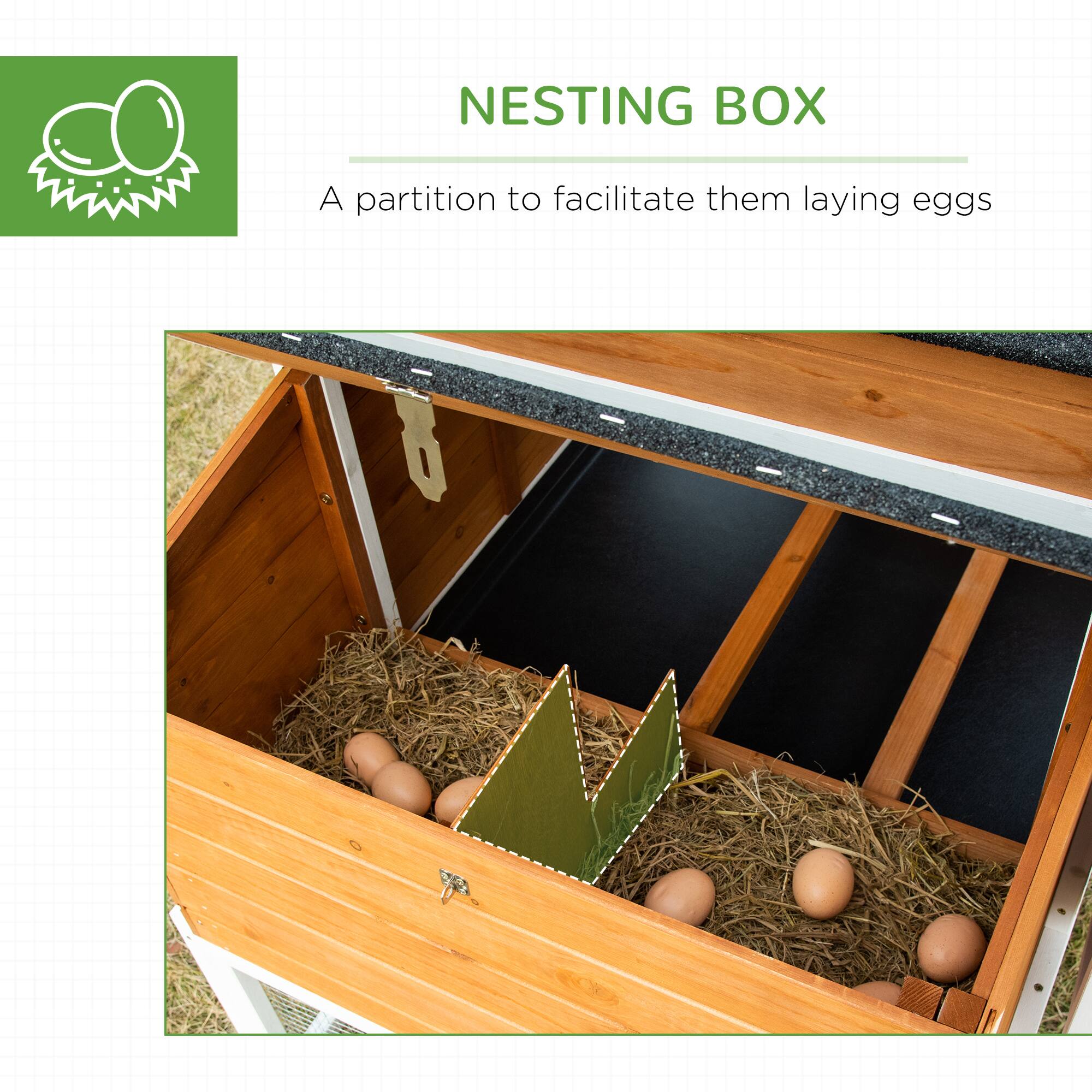 NESTING BOX

A partition to facilitate them laying eggs