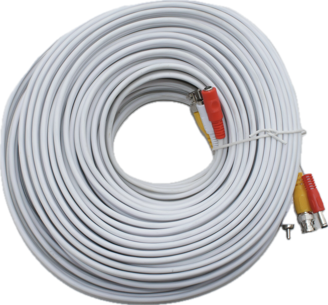 SPT - 100 ft. Premade Premium Siamese Power, Video and Audio Cable - White