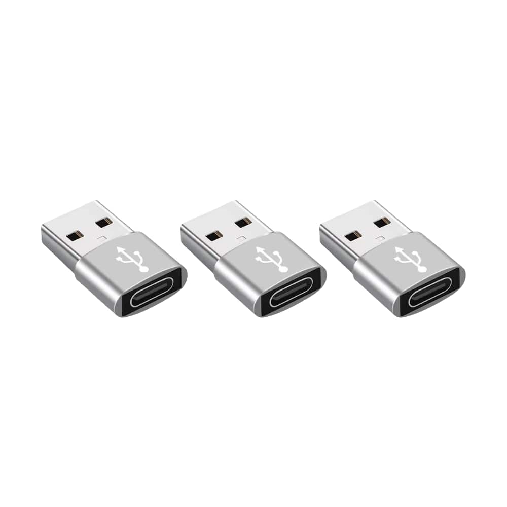 Front. Qixxronics - Usb To Usb C Adapter 3 Pack,Usb To Usbc-C Adapter,Usb To C Adapter,Usbc To Usb - Silver.