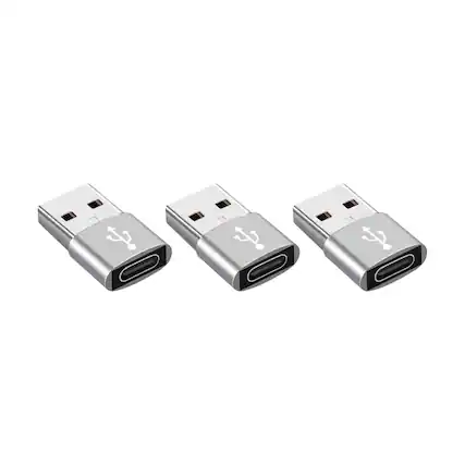 Front. Qixxronics - Usb To Usb C Adapter 3 Pack,Usb To Usbc-C Adapter,Usb To C Adapter,Usbc To Usb - Silver.