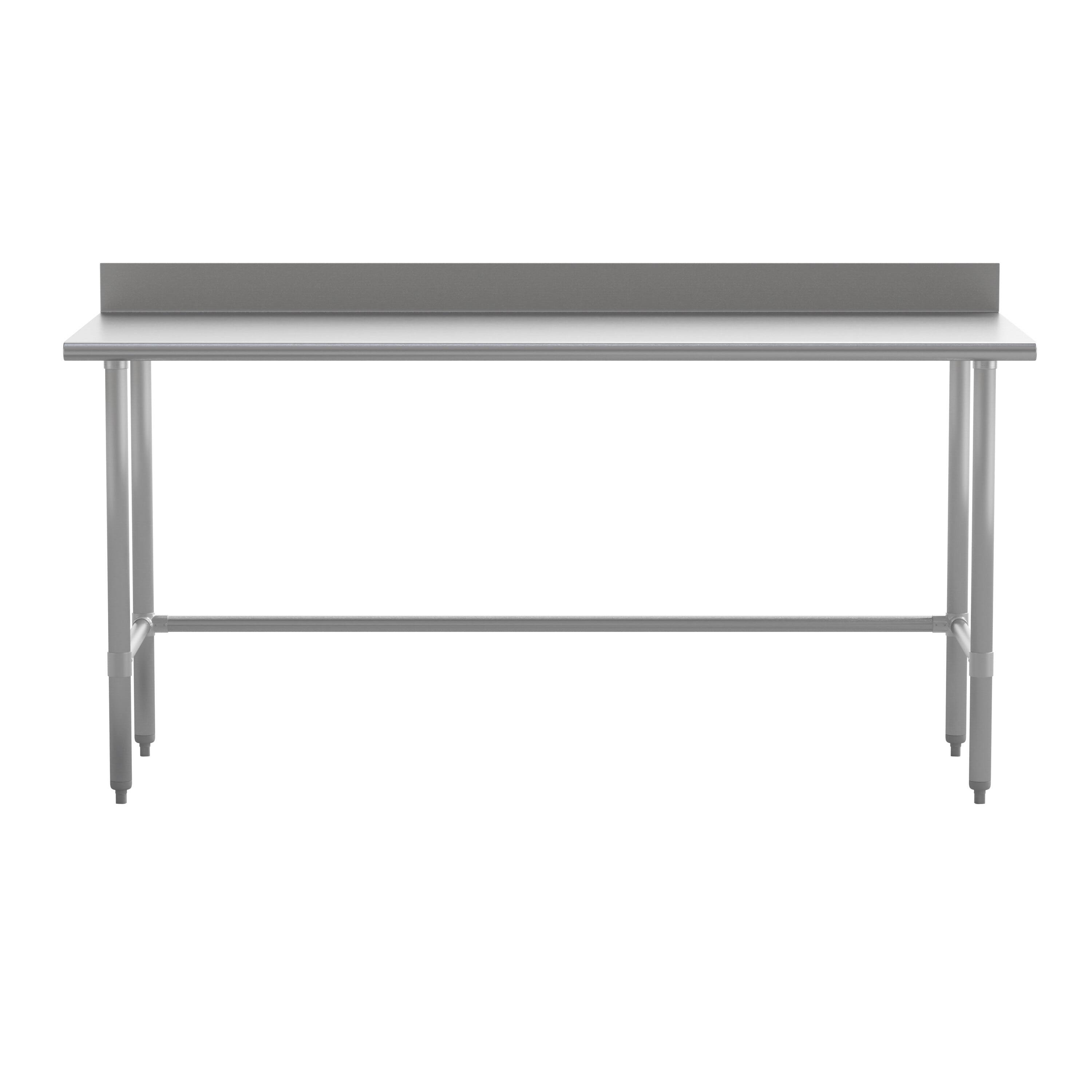 Angle. Flash Furniture - Reese Commercial Grade 430 Stainless Steel 18 Gauge NSF Certified Open Base Kitchen Prep and Work Table with 4" Backspla - Gray.