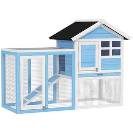 Pawhut - 48" Wooden Rabbit Hutch Bunny Cage with Waterproof Asphalt Roof, Fun Outdoor Run, Removable Tray and Ramp