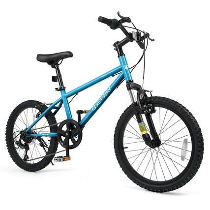 Front. Costway - Costway 20 Inch Kids Mountain Bike for Boys Girls Aged 8+ Years Old with Suspension Fork - Blue.
