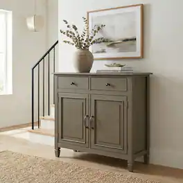 Simpli Home - Connaught 40 inch Wide Solid Wood Traditional Entryway Storage Cabinet - Farmhouse Grey