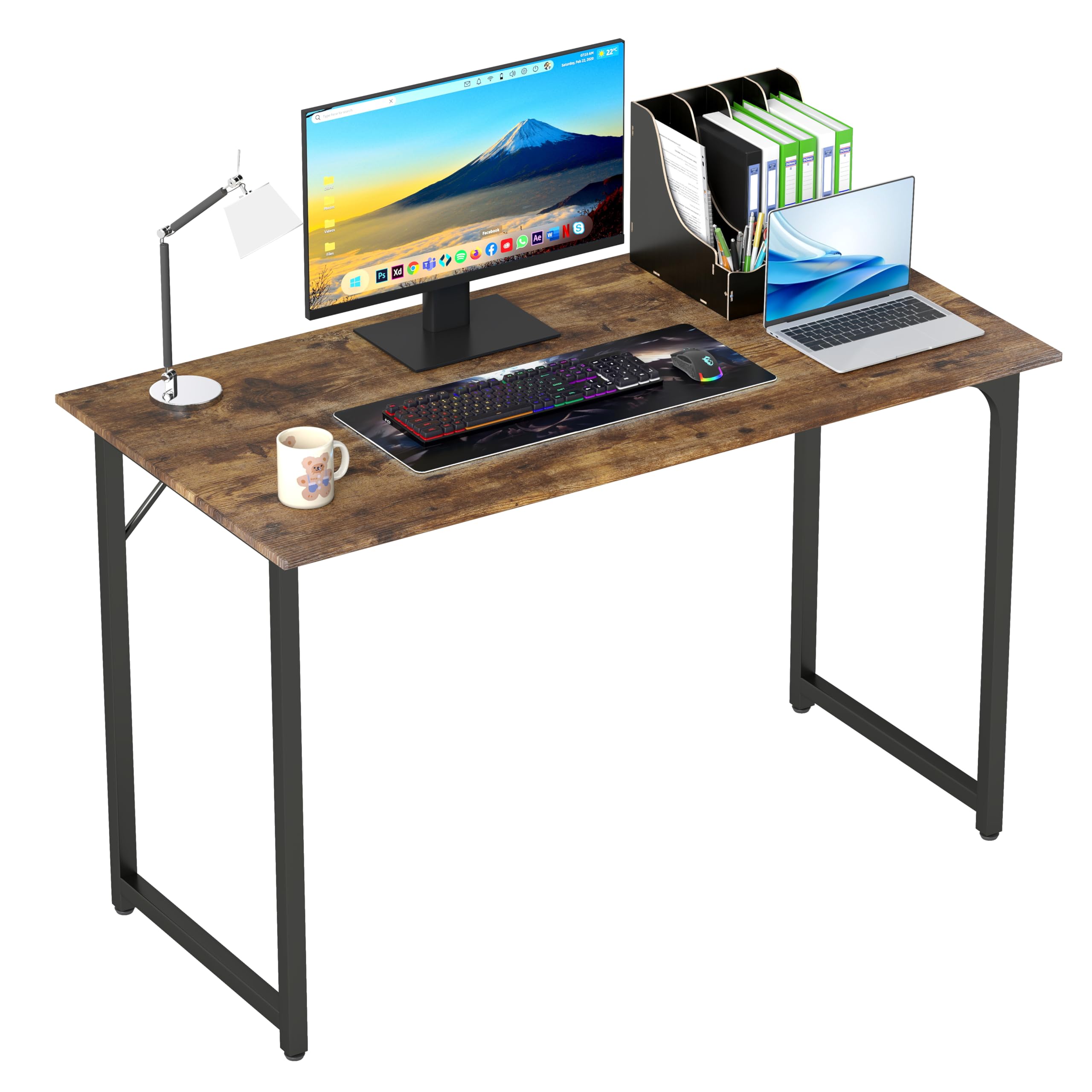Front. Stylel Star - PayLessHere | 32 Inch Computer Desk | Brown | Office Desk with Metal Frame, Adjustable Feet | Water-Resistant, Scratc... - Brown.