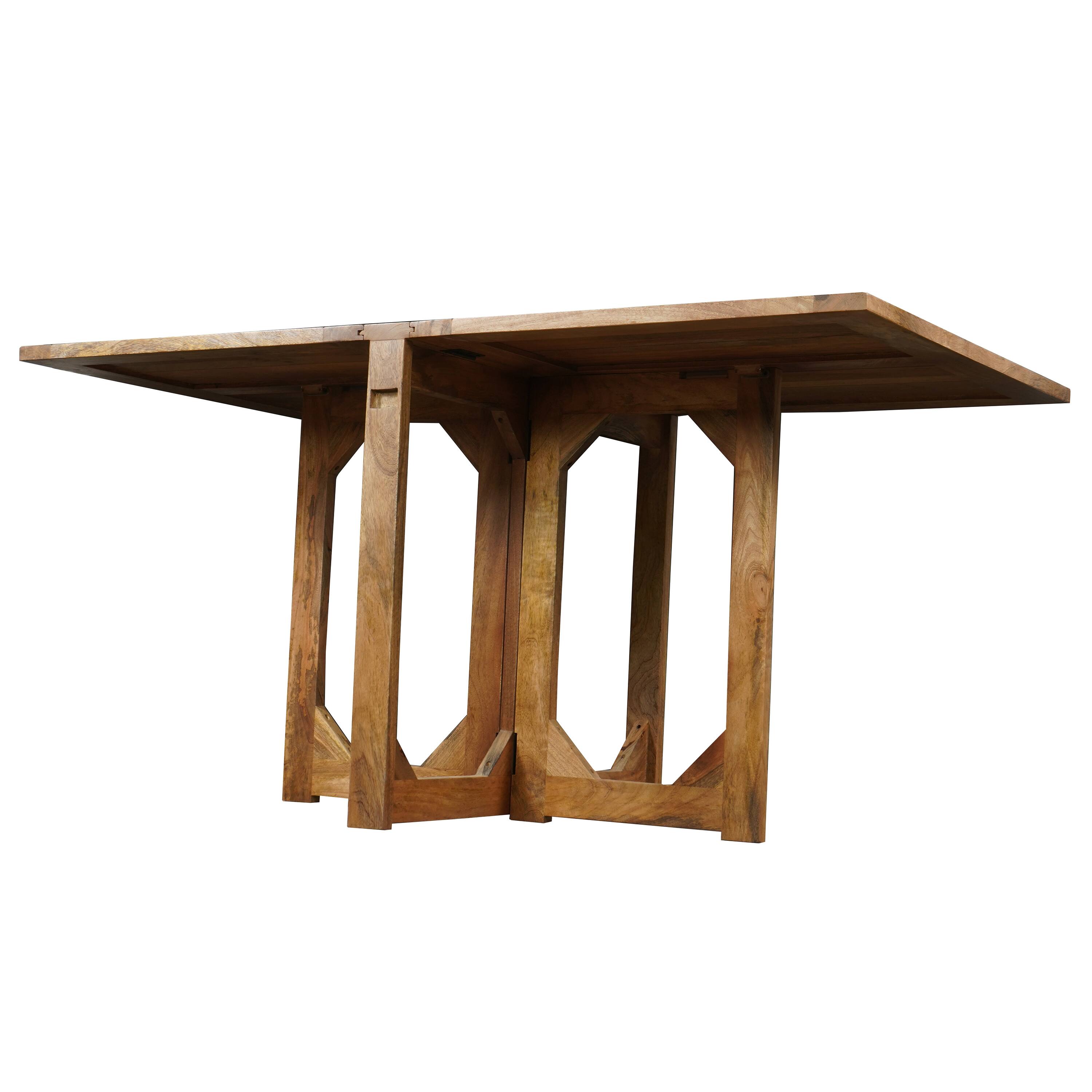 Alt View 2. Manhattan Lane - 62 Inch Rectangular Dining Table, Handcrafted Natural Mango Wood with Magnetic Catchers - Brown.