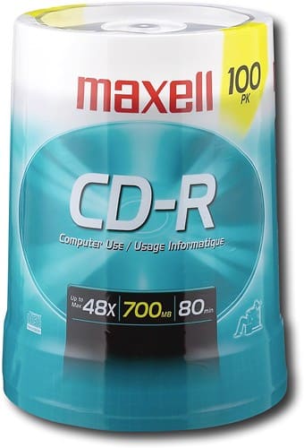 Front Standard. Maxell - CD Recordable Media - CD-R - 48x - 700 MB - 100 Pack Spindle.