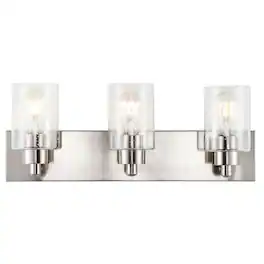 Jonathan Y - Irving 22" 3-Light Seeded Glass/Iron Modern Contemporary LED Vanity Light - Nickel