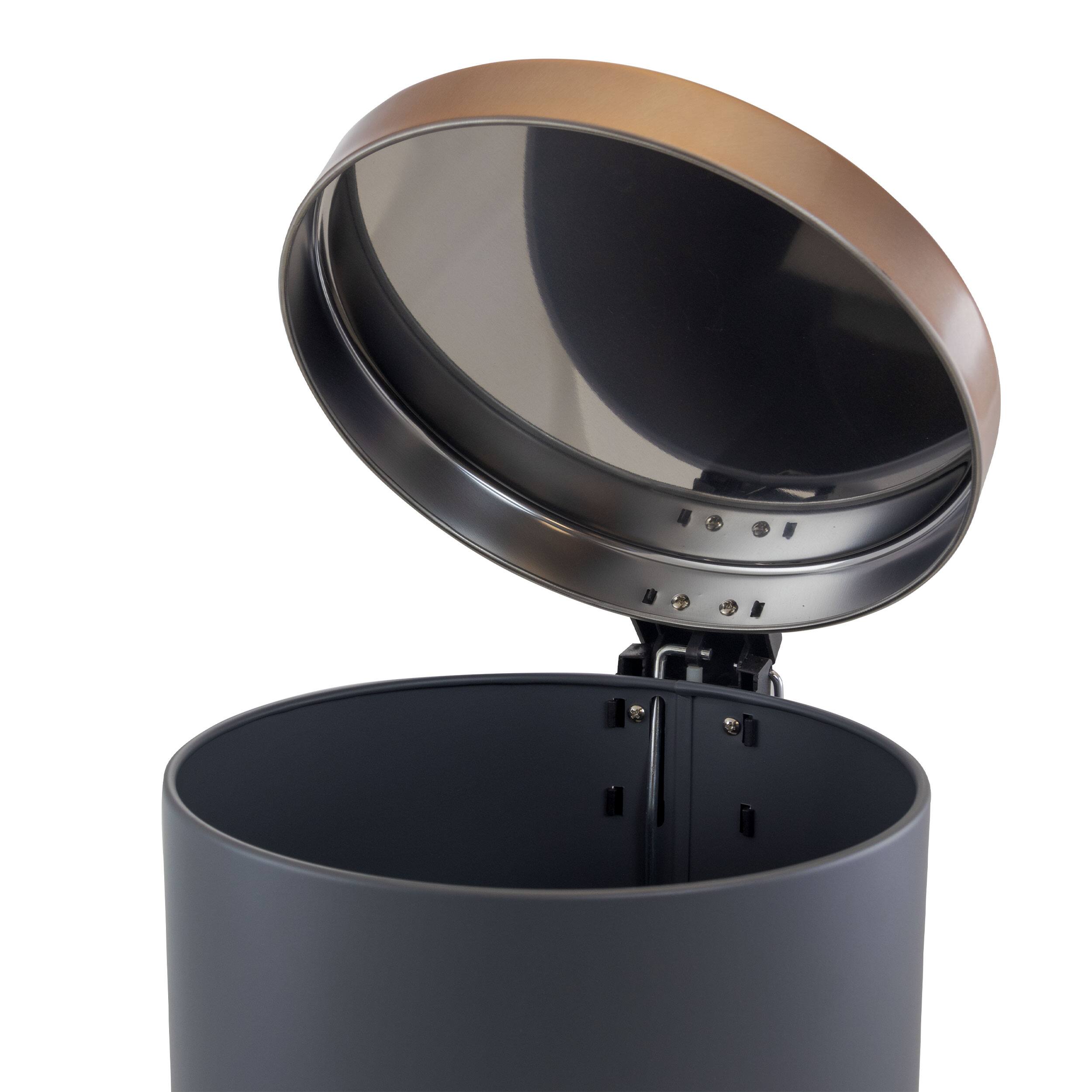 Alt View 2. Elama - Elama 1.5 Gallon Stylish Grey and Copper Soft Pedal Office, Kitchen and Bathroom Trash Bin.