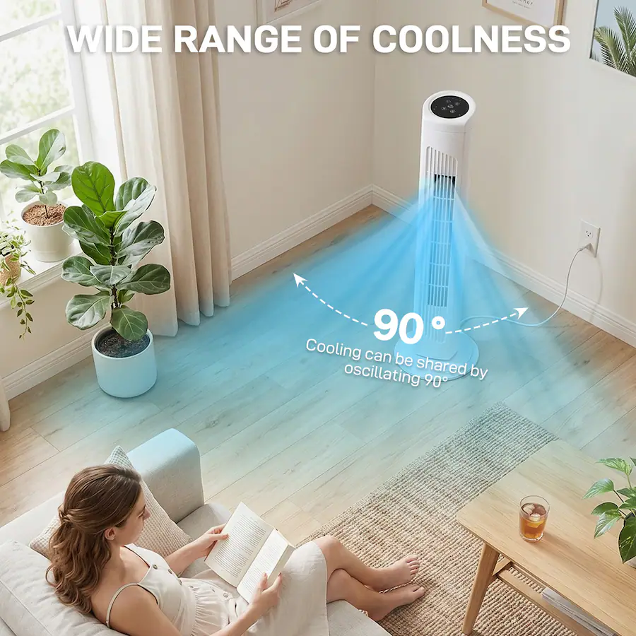 Winado 32 inch Bladeless Tower Fan, Portable Floor Fan with Remote ...