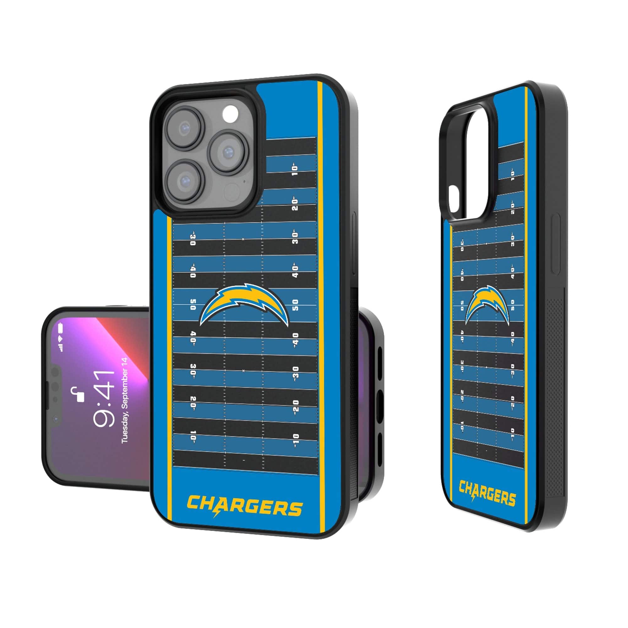 Keyscaper - NFL - Los Angeles Chargers iPhone Bump Case with Field Design - 16 - Multicolor