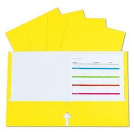C-line - 2-Pocket Laminated Paper Portfolios with 3-Hole Punch, Yellow, Box of 25