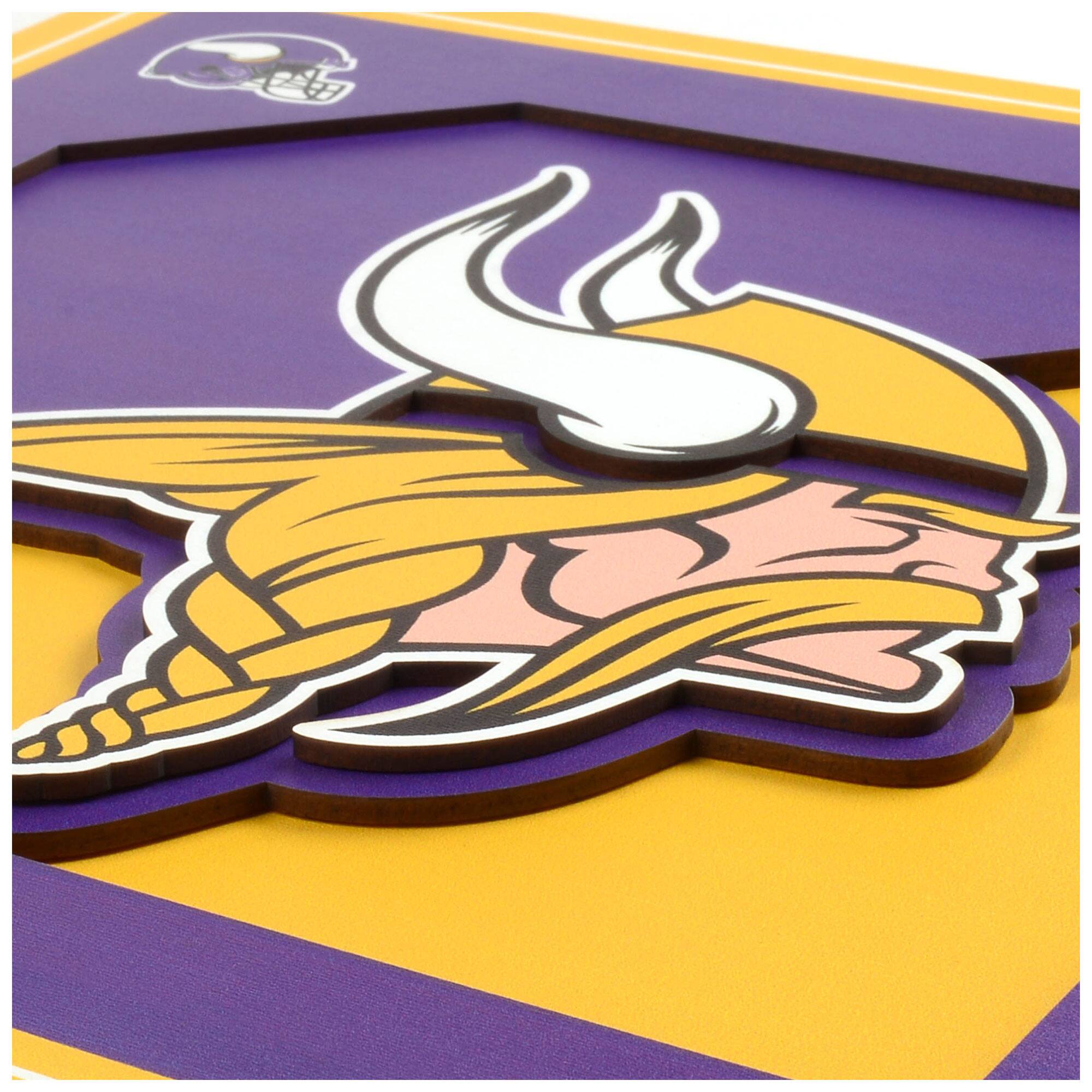 Alt View 1. YouTheFan - Minnesota Vikings 12'' x 12'' 3D Logo Wall Art - Multicolor.