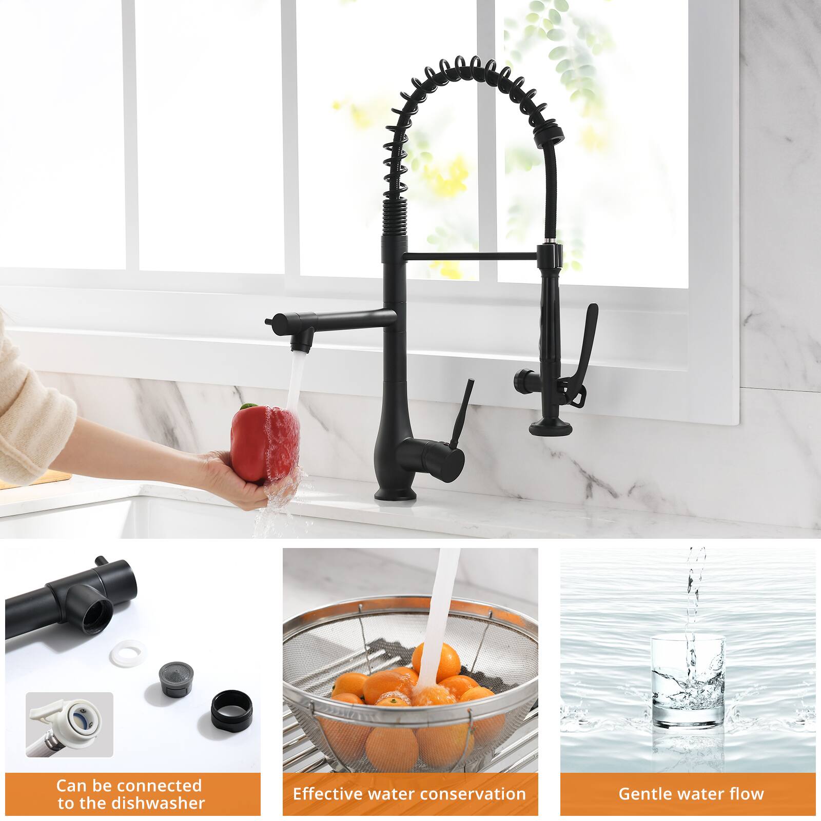 Can be connected to the dishwasher  
Effective water conservation  
Gentle water flow