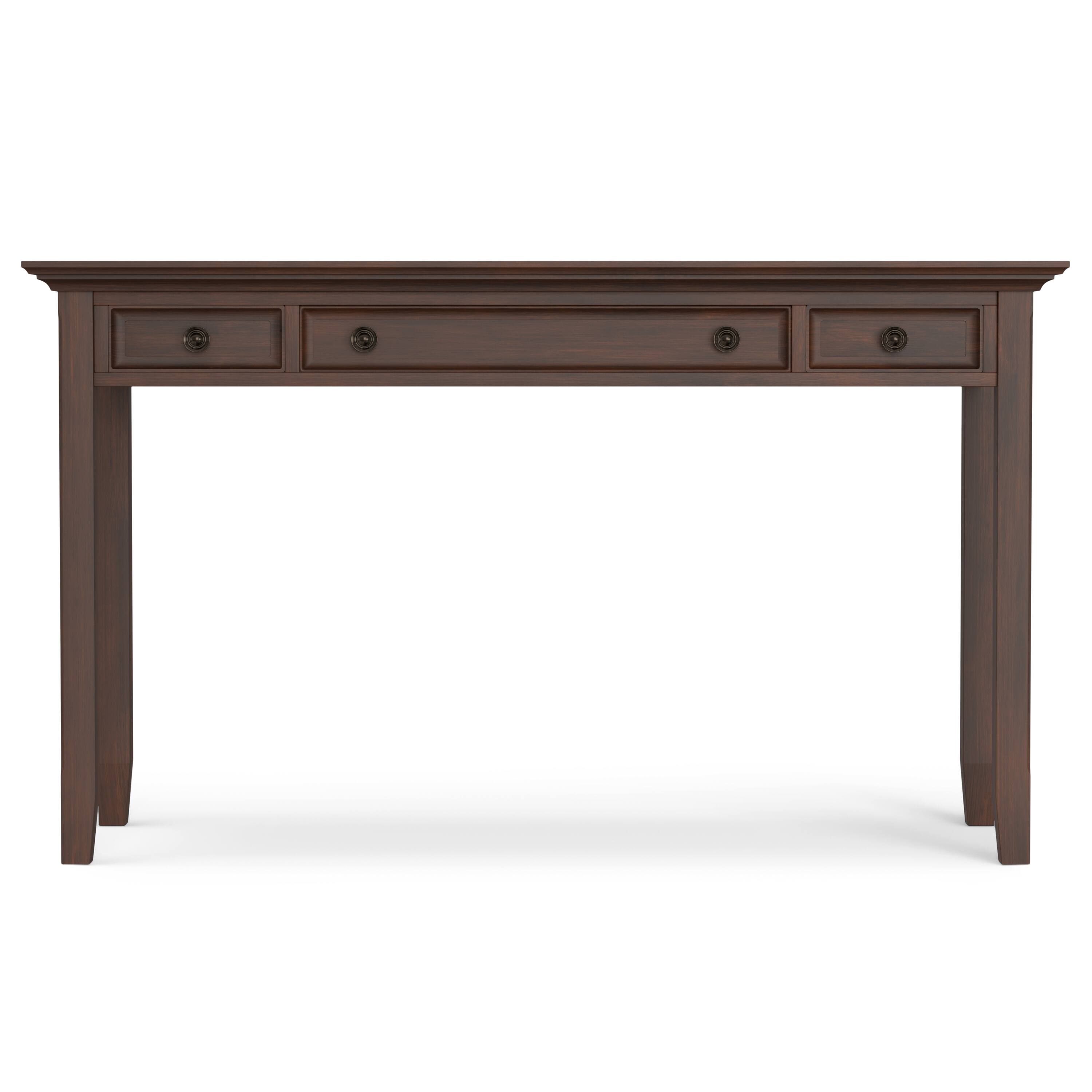 Left. Simpli Home - Amherst 54 inch Wide Solid Wood Desk in Russet Brown - Russet Brown.