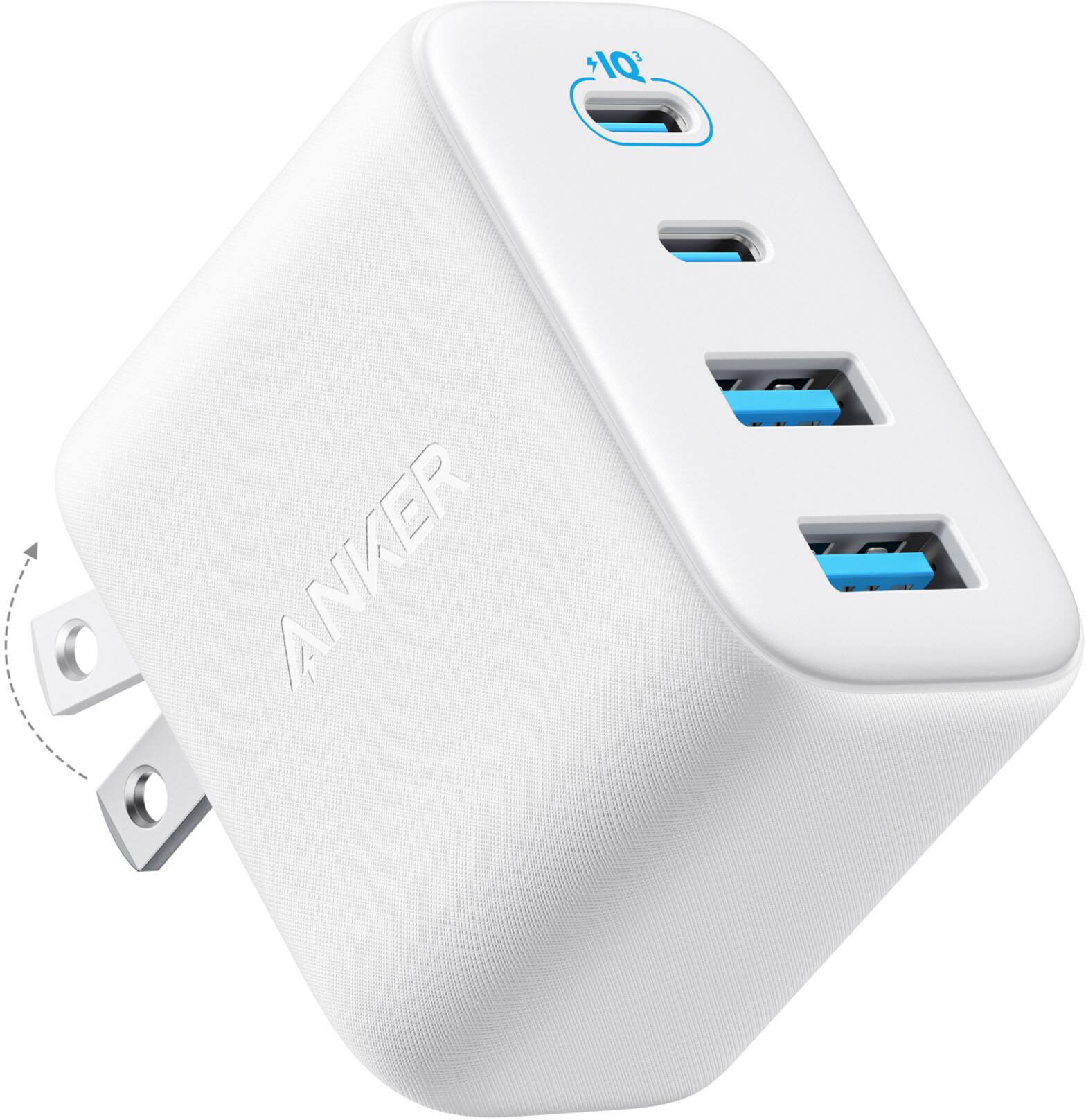 Angle. Anker - Anker - Zolo GaN Wall Charger (50W, 4 Ports, 2 USB-C + 2 USB-A) - White - White.