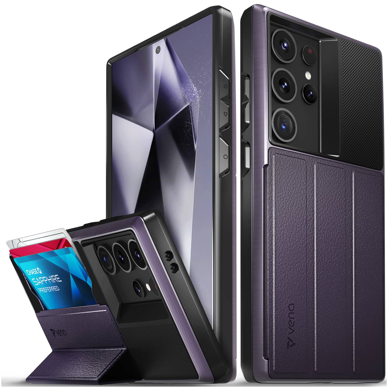 Vena - vCommute Case for Samsung Galaxy S24 Ultra - Deep (PC) / Deep (Leather) / Black (TPU) - Purple