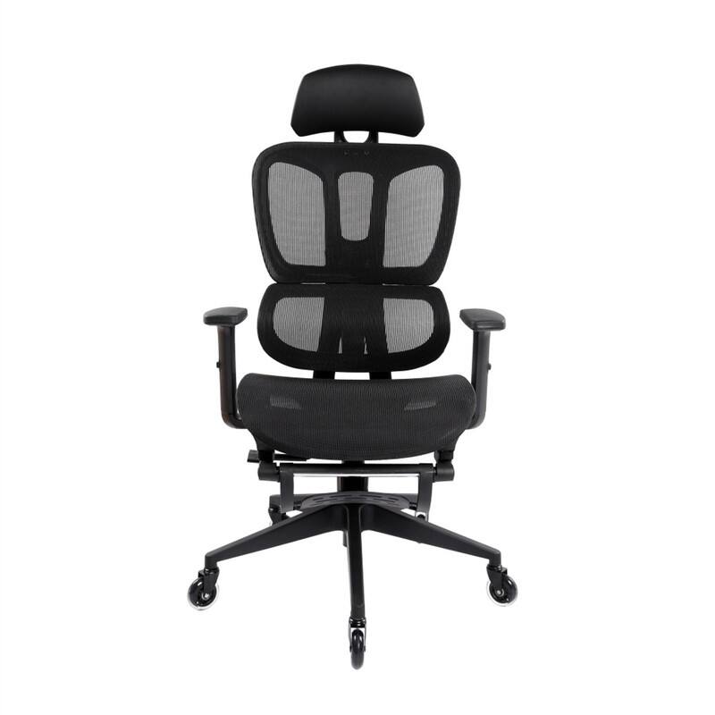Alt View 1. HTUTWOO - Ultimate Ergonomic Mesh Office Chair - Lumbar Support, Footrest, Adjustable Headrest, 110° Reclining - Black.