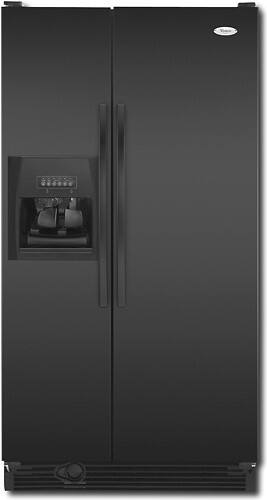 Front Standard. Whirlpool - 21.8 Cu. Ft. Side-by-Side Refrigerator w/Thru-the-Door Ice and Water - Black-on-Black.