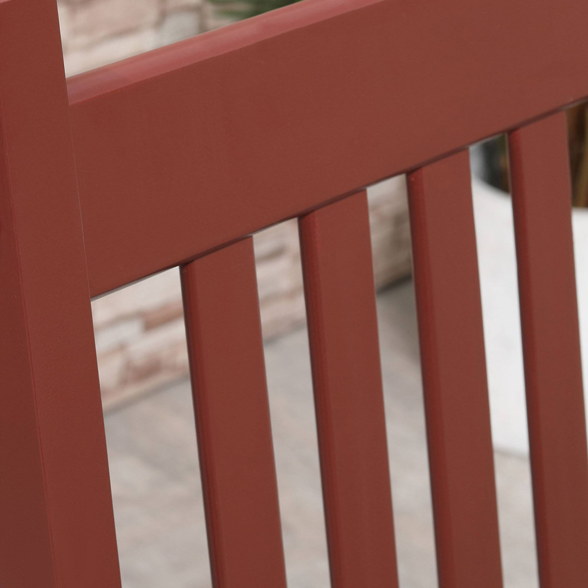 Alt View 7. Outsunny - Outdoor Rocking Chair Set of 2 with Side Table, Patio Wooden Rocking Chair with Smooth Armrests - Wine Red.