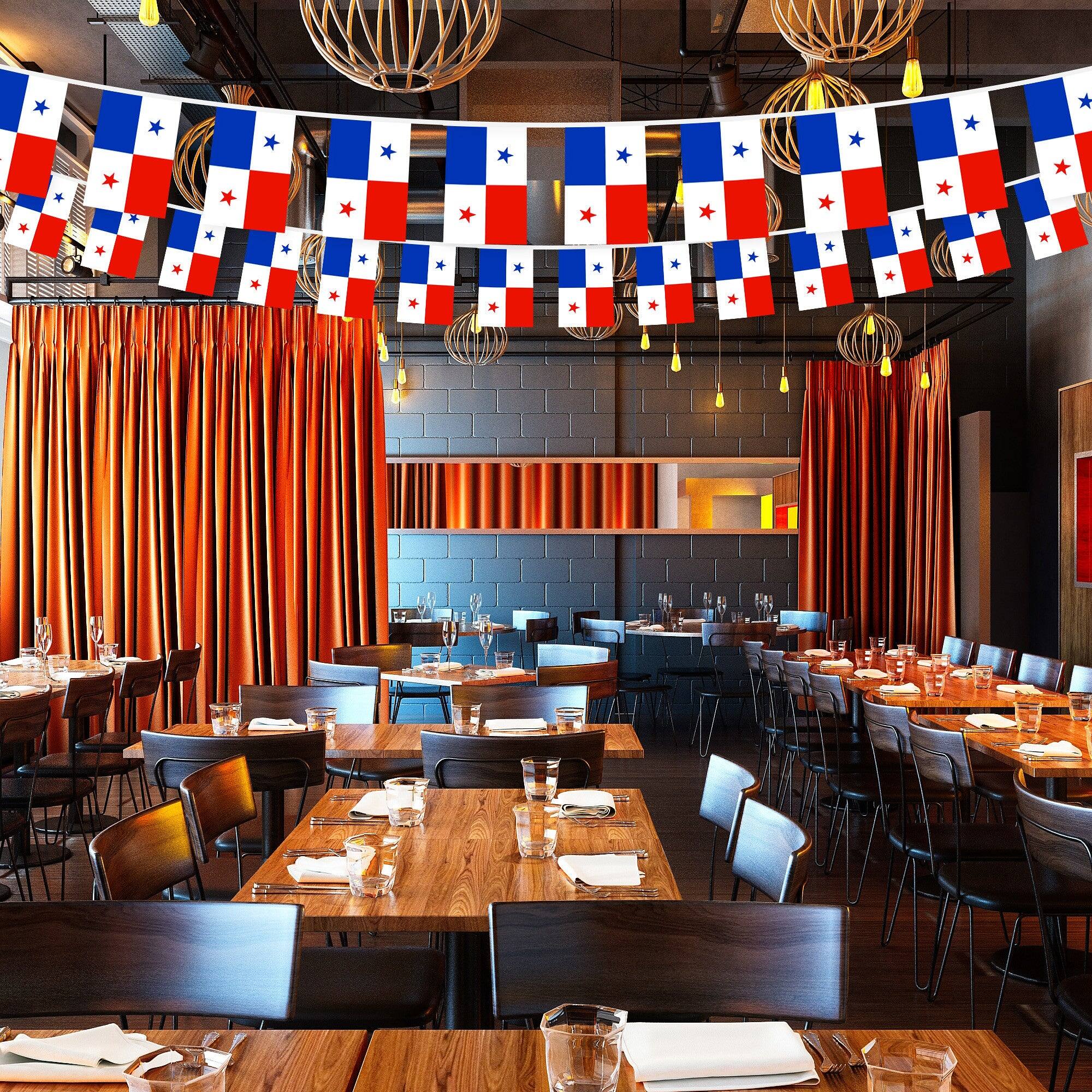 Alt View 1. G128 - Panama Panamanian Bunting Banner — 33 ft String with 38 Mini Flags (8.2 x 5.5 in), 150D Polyester. - Assorted Colors.